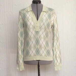 Vintage Aquascutum cotton argyle long sleeves polo long sleeve rugby shirt top